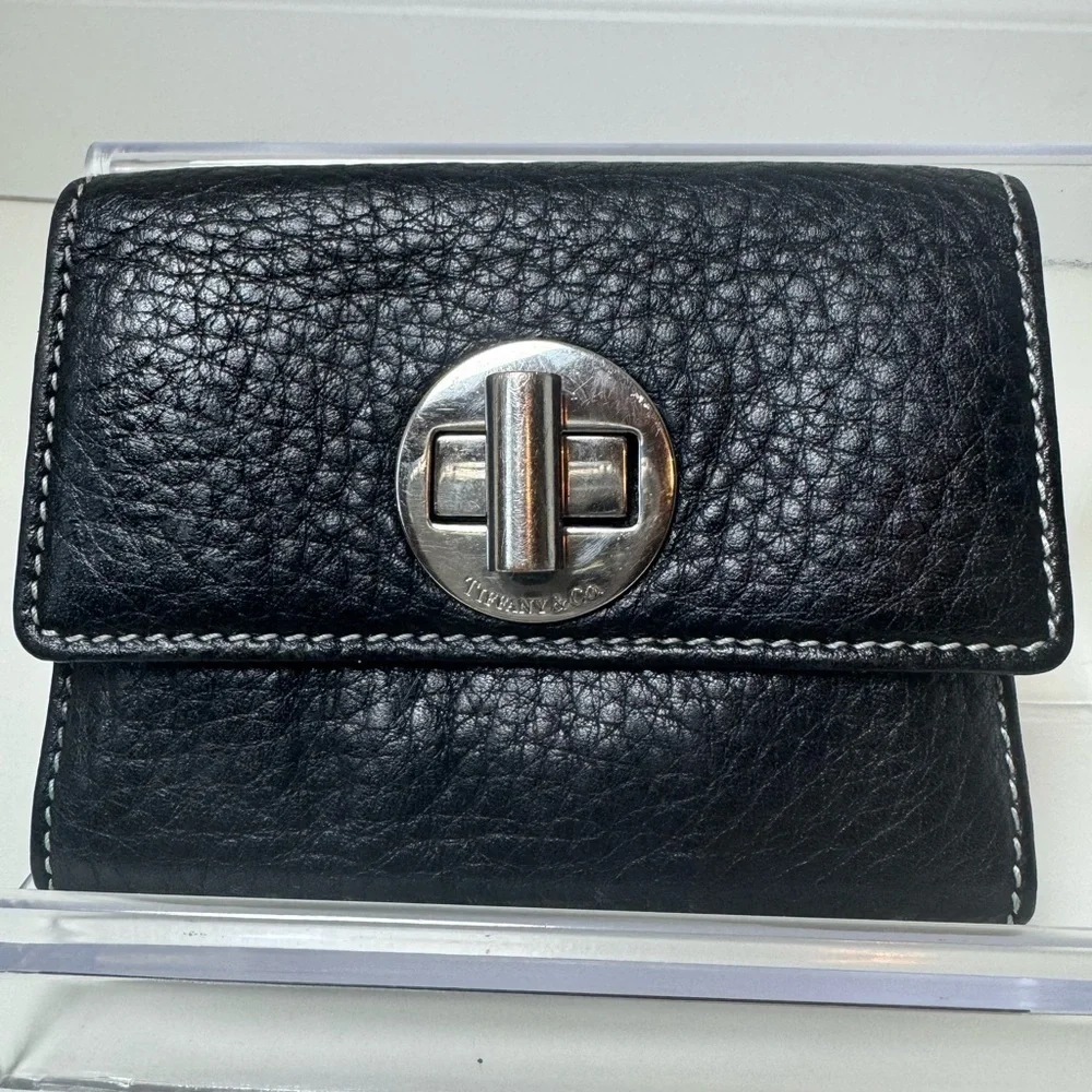 Tiffany & Co. Black Business Card Holder Leather